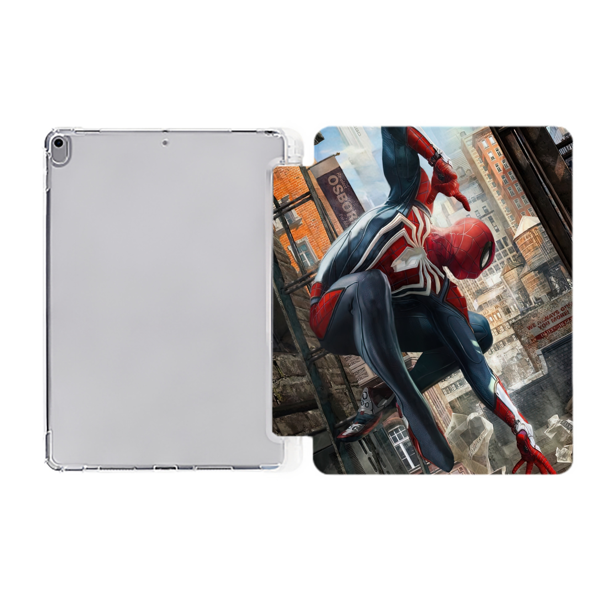 （画像用） Spider Man スパイダーマン IPad ケース ペン収納付き 三つ折りスタンド PUレザー×シリコン 対応機種9.5/10.5/10.9インチ